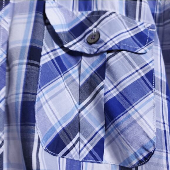 Ted Baker Button Down Top Blue Plaid Size 3 - Picture 4 of 13